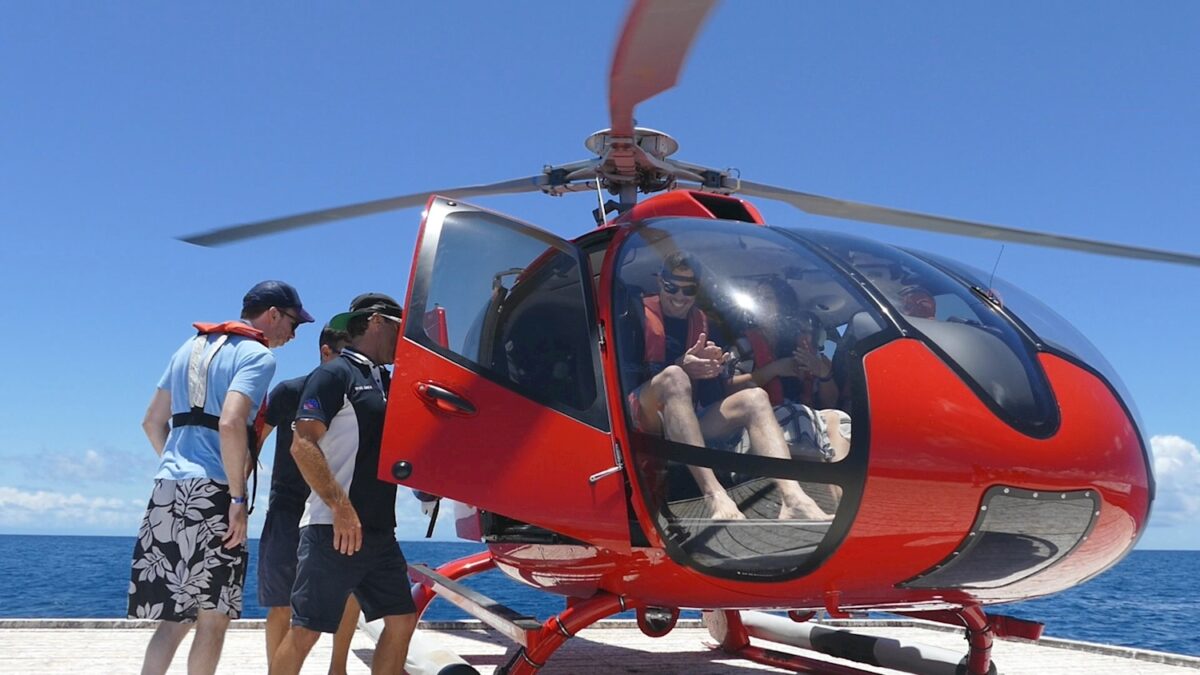 Boarding the Helicopter