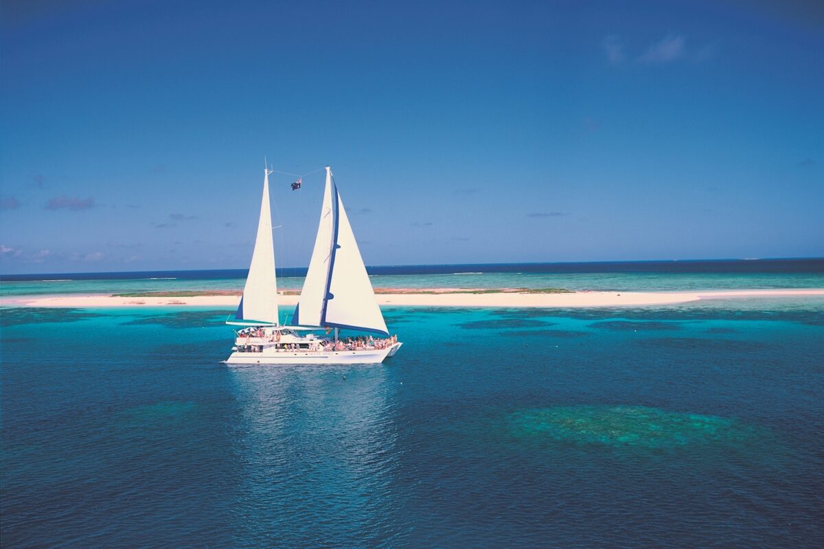 Sailing Catamaran at Michaelmas Cay